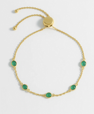 Estella Bartlett Gemstone Slider Bracelet Gold Plated | Green Onyx