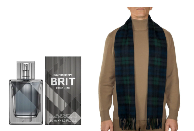 Oxford Cashmere Lambswool Tartan Scarf / Burberry Brit For Him 30ml